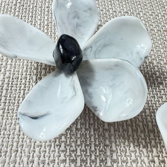 Zara White Flower Statement Earrings - Picture 9 of 11